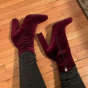 Steve Madden Crushed Velvet Zip Ankle Bootie